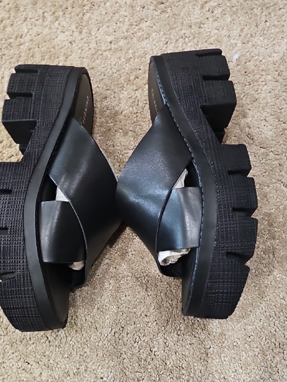 Chinese Laundry Black Chunky Platform Slide Sandals - Picture 3 of 6